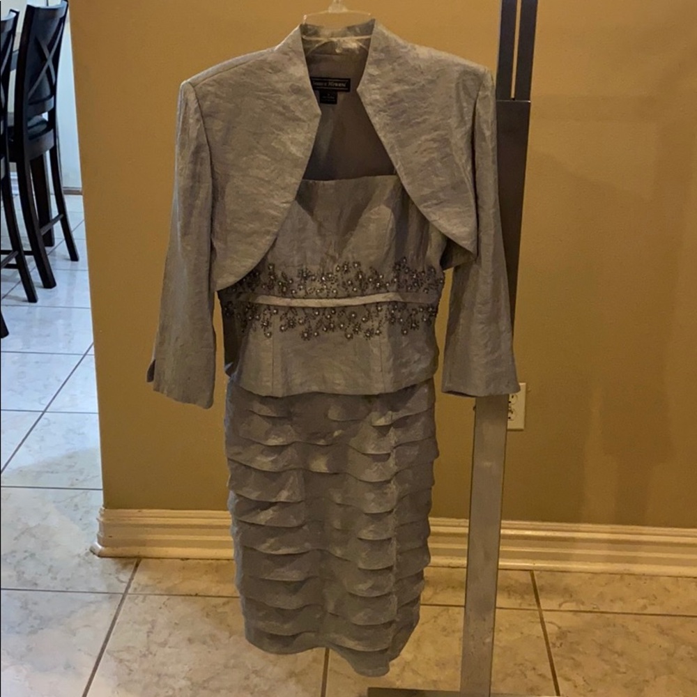 Silver Beaded Dress with Jacket